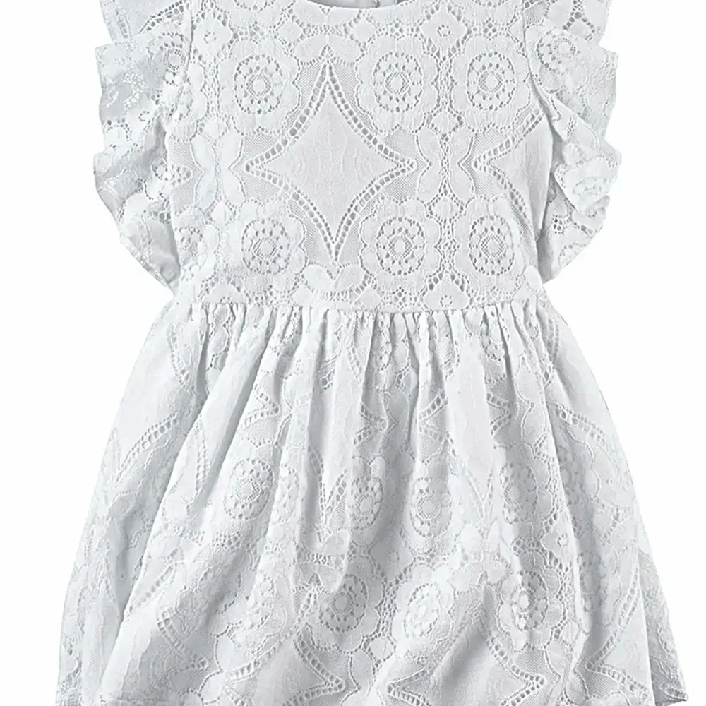 Carter's Flutter Short Sleeve Lined Lace Dress Youth Girls Size 6 Small